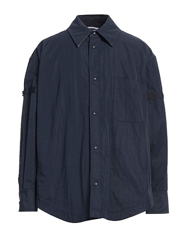 THOM BROWNE Solid colour shirt Midnight blue 90% Polyamide, 10% Polyurethane, Cupro