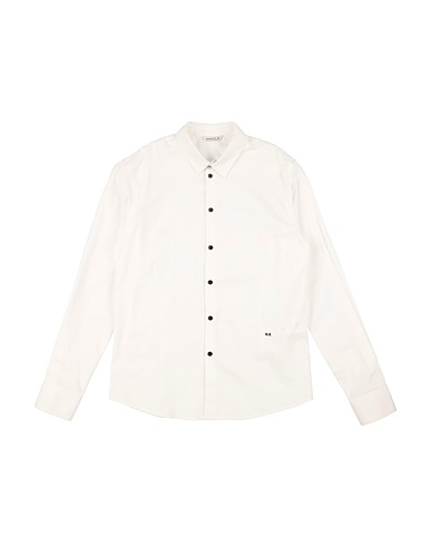MANUEL RITZ Solid colour shirt White 97% Cotton, 3% Elastane
