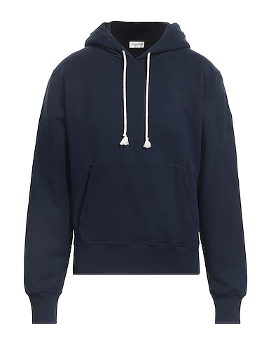 SAINT LAURENT Hooded track jacket  Navy blue 100% Cotton, Elastane