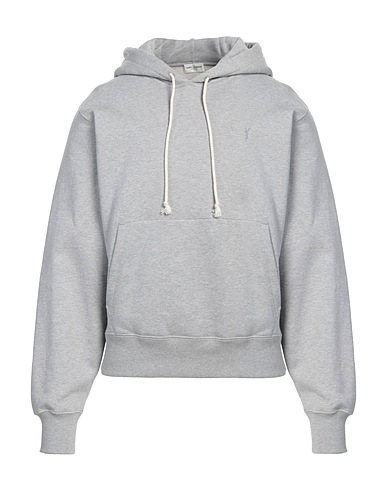 SAINT LAURENT Hooded track jacket  Light grey 100% Cotton, Elastane