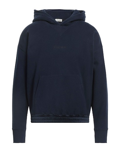 SAINT LAURENT Hooded track jacket  Navy blue 100% Cotton, Acetate, Viscose, Polyester