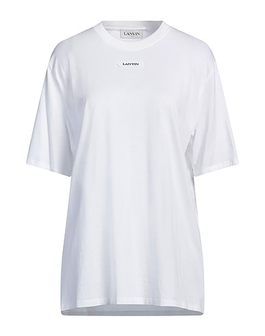 LANVIN Basic T-shirt White 100% Cotton, Polyester, Elastane