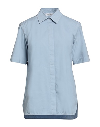 MAX MARA Hemden und Blusen einfarbig Himmelblau 96% Baumwolle, 4% Elastan