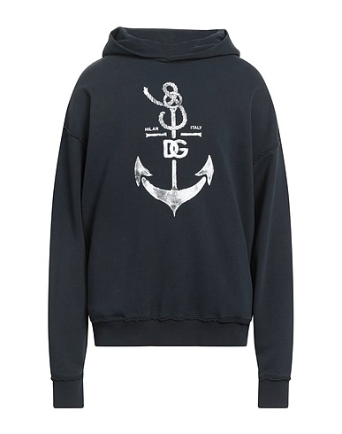 DOLCE&GABBANA Hooded sweatshirt Midnight blue 100% Cotton, Elastane