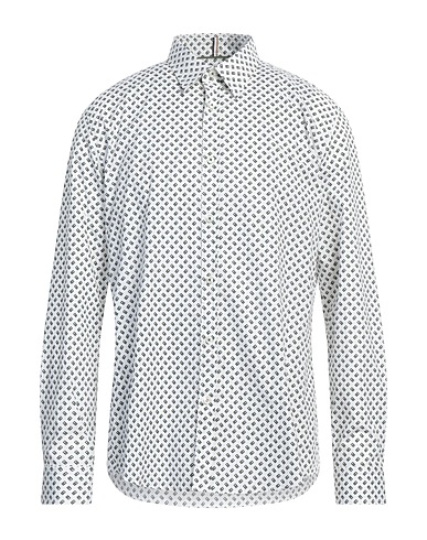 BOSS Patterned shirt White 98% Cotton, 2% Elastane