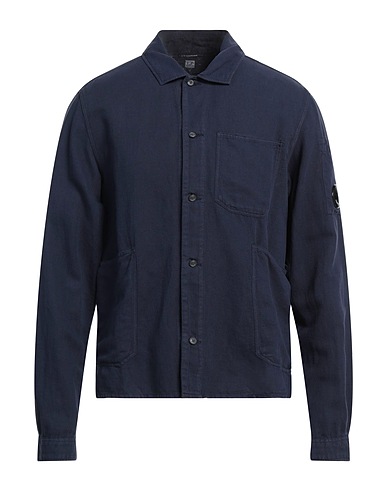 C.P. COMPANY Solid colour shirt Navy blue 51% Cotton, 49% Linen