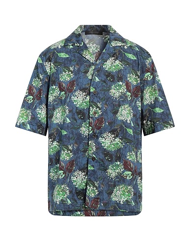 MESSAGERIE Patterned shirt Navy blue 100% Cotton