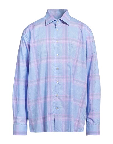 ETRO Checked shirt Sky blue 100% Cotton