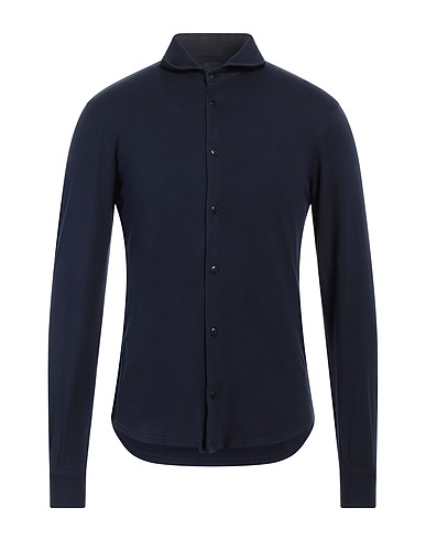 FEDELI Solid colour shirt Midnight blue 100% Cotton