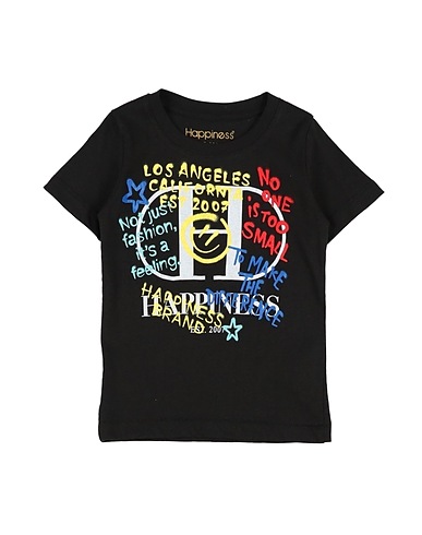 HAPPINESS T-shirt Nero 100% Cotone