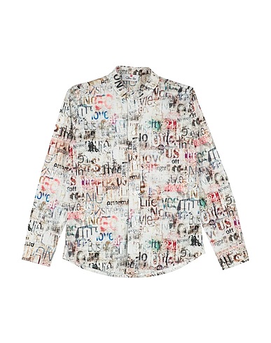 STONE UP Patterned shirt White 97% Cotton, 3% Elastane