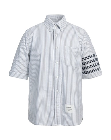 THOM BROWNE Striped shirt Sky blue 100% Cotton, Silk