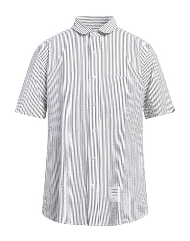 THOM BROWNE Striped shirt Light grey 100% Cotton