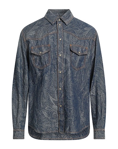 ETRO Denim shirt Blue 57% Cotton, 43% Linen