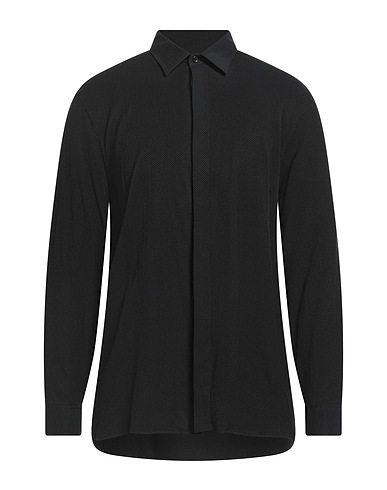SAINT LAURENT Solid color shirt Black 67% Viscose, 33% Silk