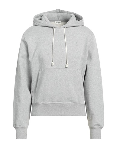 SAINT LAURENT Hooded track jacket  Light grey 100% Cotton, Elastane