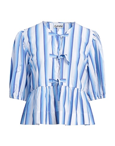 GANNI Gestreiftes Hemd Blau 100% Organische Baumwolle