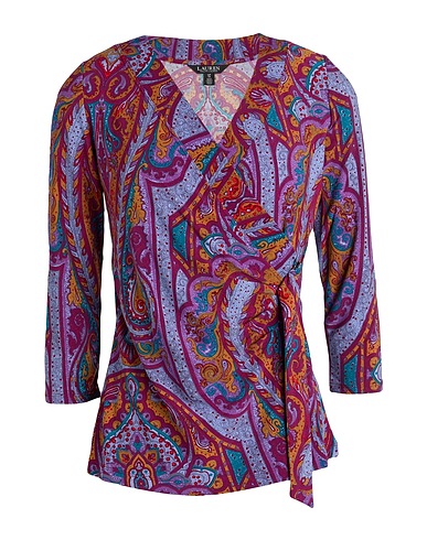 LAUREN RALPH LAUREN Top Paisley Stretch Jersey Top
 Plum 95% Recycled polyester, 5% Elastane