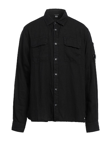 C.P. COMPANY Solid colour shirt NERO 100% Linen