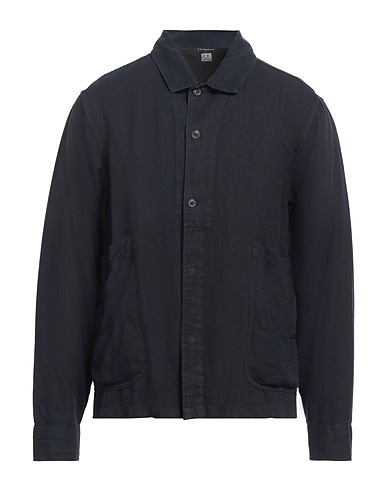 C.P. COMPANY Solid colour shirt Midnight blue 51% Cotton, 49% Linen