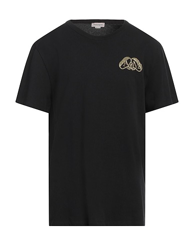 MCQUEEN T-shirt Black 100% Cotton, Silk, Metal
