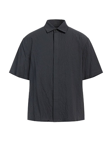 NEIL BARRETT Solid colour shirt Charcoal 99% Cotton, 1% Elastane