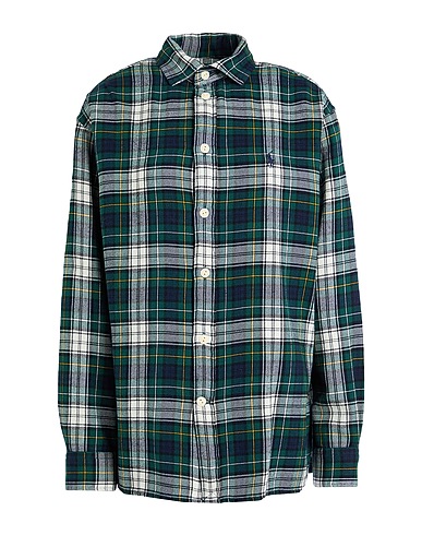LAUREN RALPH LAUREN Camicia a quadri Relaxed Fit Plaid Cotton Shirt
 Verde smeraldo 100% Cotone