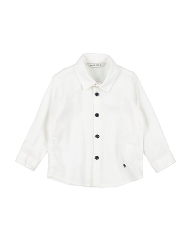 MANUEL RITZ Solid colour shirt White 55% Linen, 45% Cotton