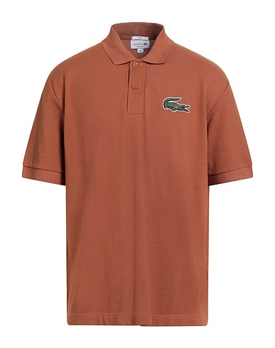 LACOSTE Polo shirt Brown 100% Organic cotton