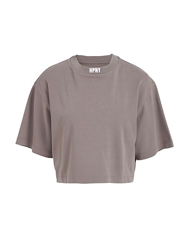 HERON PRESTON Crop top Grey 100% Organic cotton, Polyester