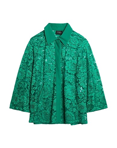 AKRIS Lace shirts & blouses Green 50% Viscose, 50% Polyamide, Silk