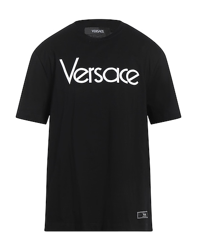 VERSACE T-shirt Black 100% Cotton, Polyester, Viscose