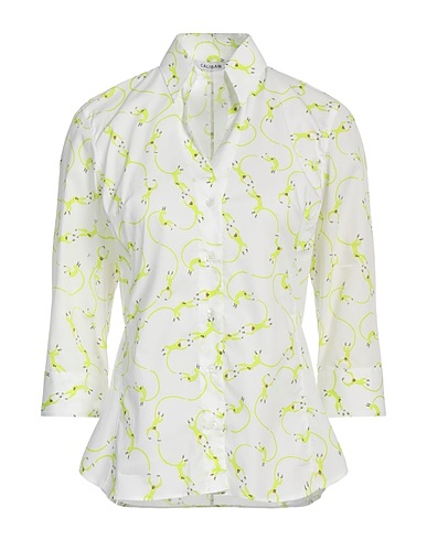 CALIBAN Patterned shirts & blouses White 97% Cotton, 3% Elastane