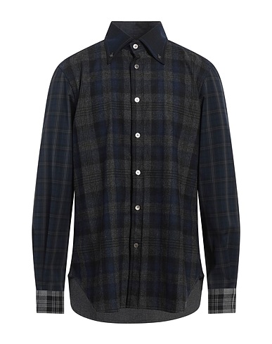 DEPARTMENT 5 Checked shirt Navy 57% Wool, 38% Polyester, 3% Cashmere, 2% Elastane