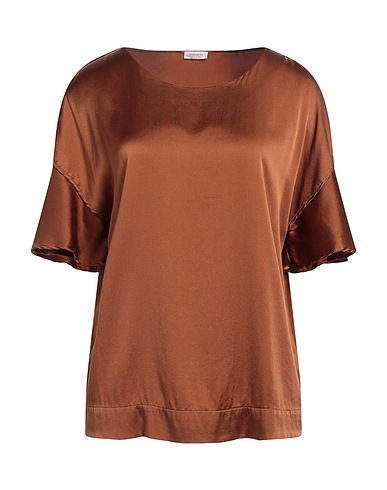 ROSSOPURO Top Braun 94% Seide, 6% Elastan