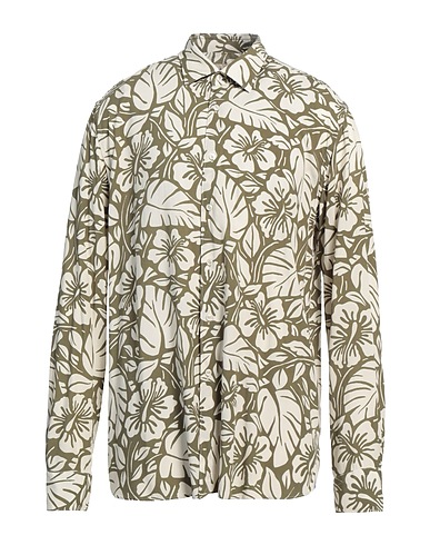 XACUS Patterned shirt Military green 100% Viscose