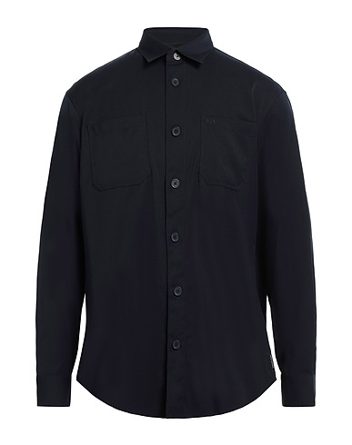 ARMANI EXCHANGE Solid colour shirt Midnight blue 63% Polyester, 20% Viscose, 15% Wool, 2% Elastane