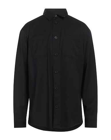 ARMANI EXCHANGE Solid colour shirt Black 63% Polyester, 20% Viscose, 15% Wool, 2% Elastane