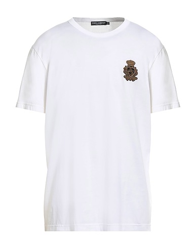 DOLCE&GABBANA Basic T-shirt Off white 40% Cotton, 38% Polyester, 14% Acetate, 7% Viscose, 1% Elastane