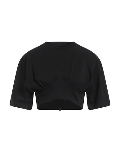 JACQUEMUS Cropped Top Schwarz 94% Baumwolle, 6% Elastan