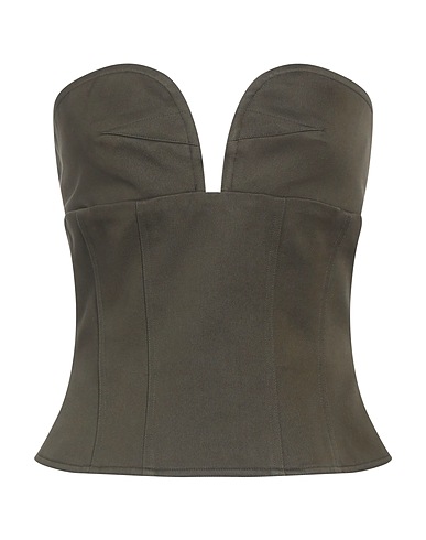 MAX MARA Top SFILATA Verde militare 100% Cotone
