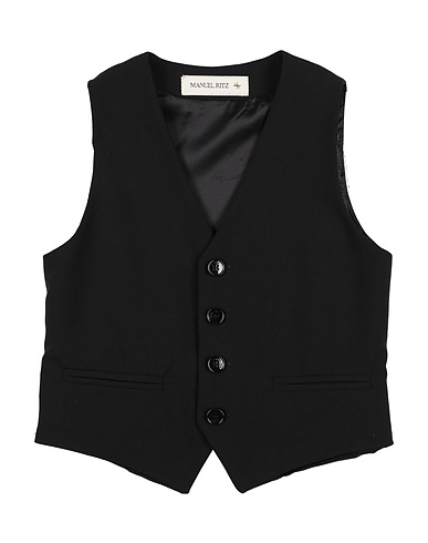 MANUEL RITZ Waistcoat Black 68% Polyester, 28% Viscose, 4% Elastane