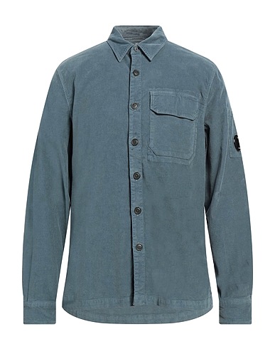 C.P. COMPANY Solid color shirt Pastel blue 97% Cotton, 3% Elastane