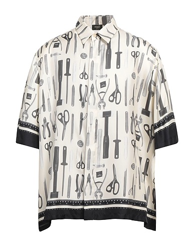 FENDI Patterned shirt Ivory 100% Silk