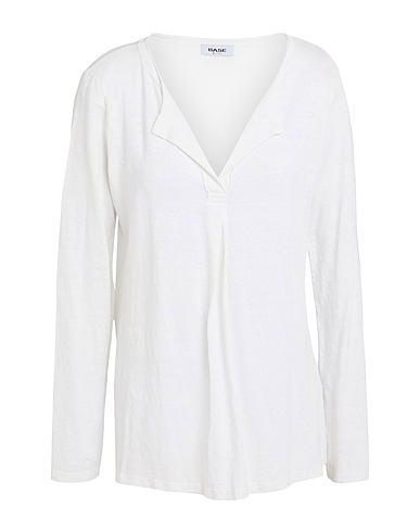 BASE MILANO T-Shirt Weiß 95% Leinen, 5% Elastan