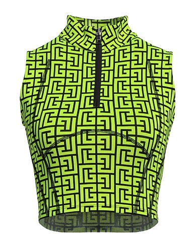 BALMAIN Top Lime green 60% Polyester, 35% Cotton, 5% Elastane