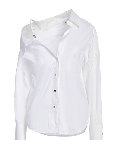 BLUGIRL 無地シャツ＆ブラウス ホワイト コットン 79% / ナイロン 18% / ポリウレタン 3%