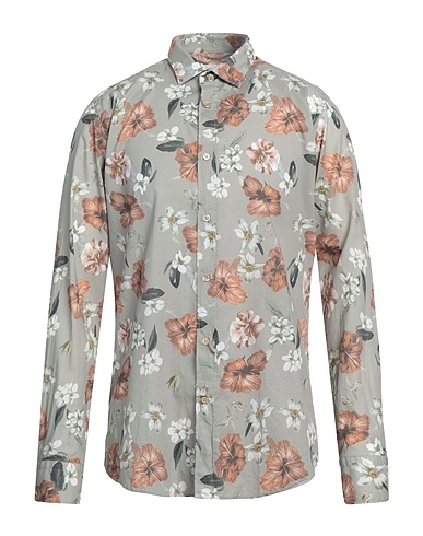 MASTRICAMICIAI Patterned shirt Sage green 100% Cotton