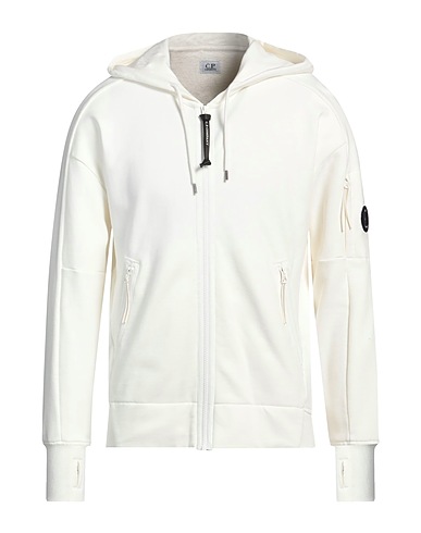 C.P. COMPANY Hooded track jacket  Ivory 100% Cotton