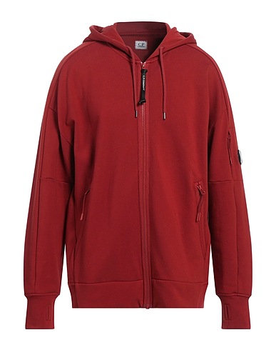 C.P. COMPANY Hooded track jacket  Brick red 100% Cotton